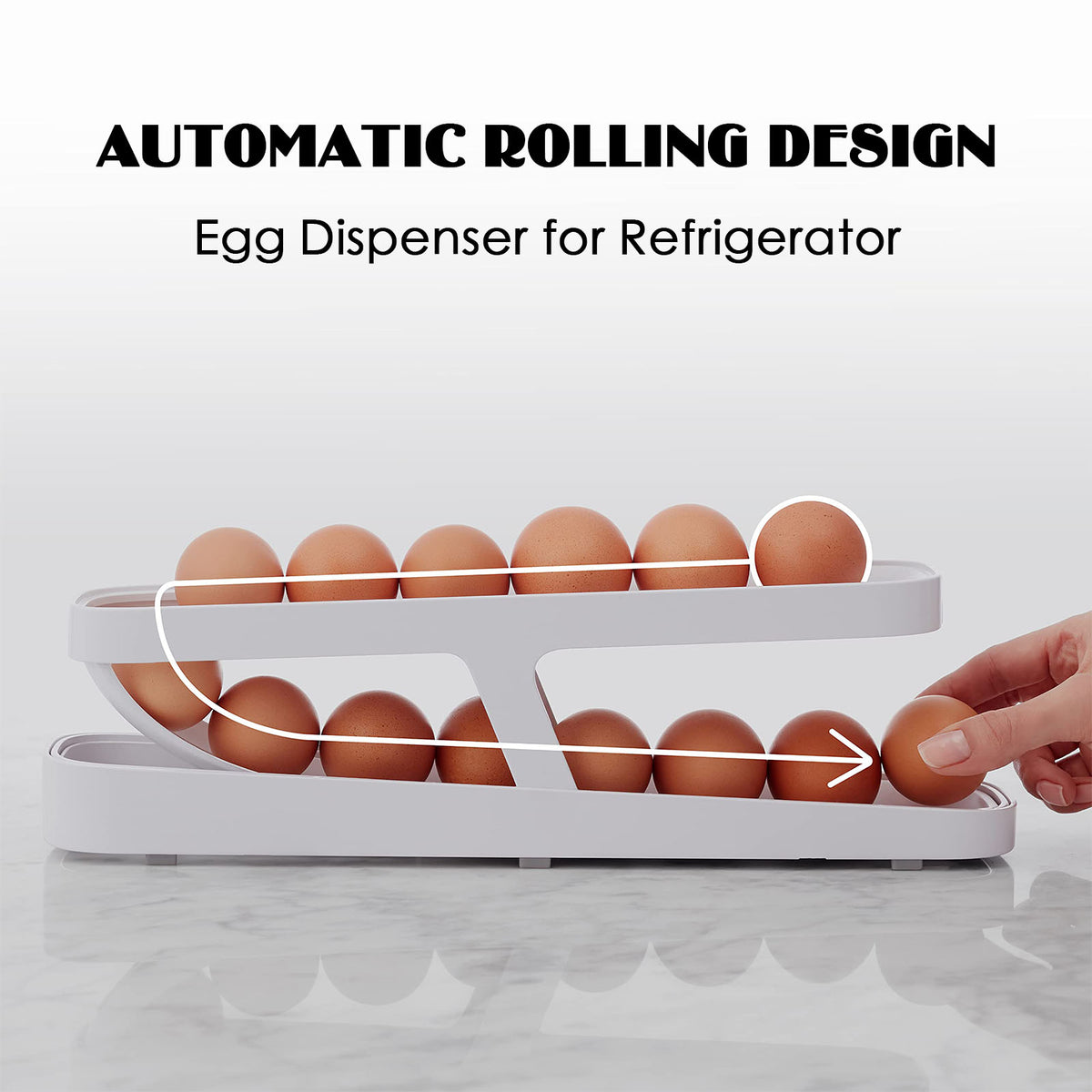 Automatic Scrolling Egg Rack Holder Storage Box Egg Basket Container Organizer Rolldown Refrigerator Egg Dispenser For Kitchen Gadgets - Joyscore