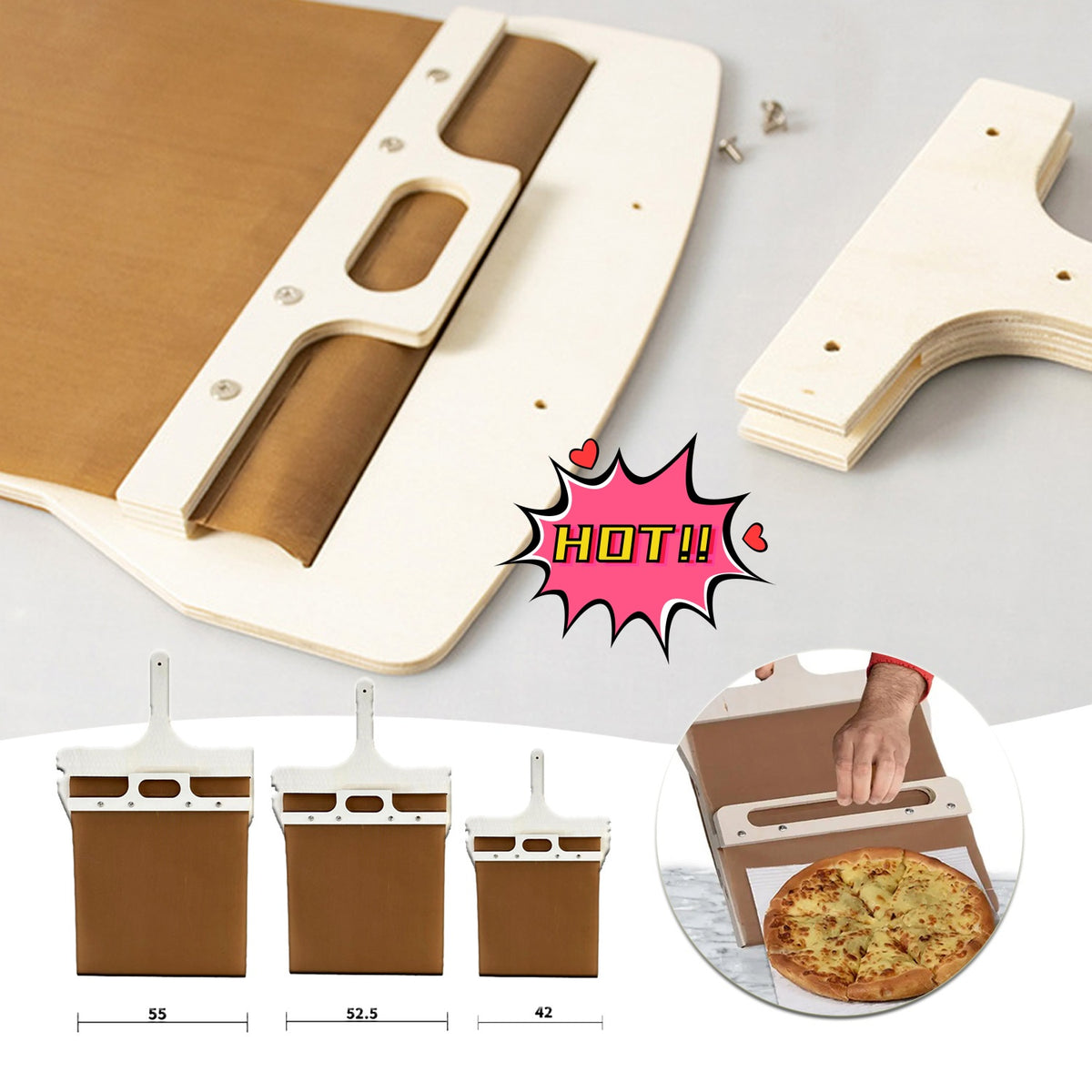 Sliding Pizza Peel Shovel Storage Board Pala Pizza Scorrevole Wooden Handle Transfer Pizza Kitchen Gadgets - Joyscore