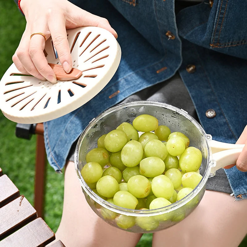 Fruit Drain Basket With Lid Vegetable Washing Bowl