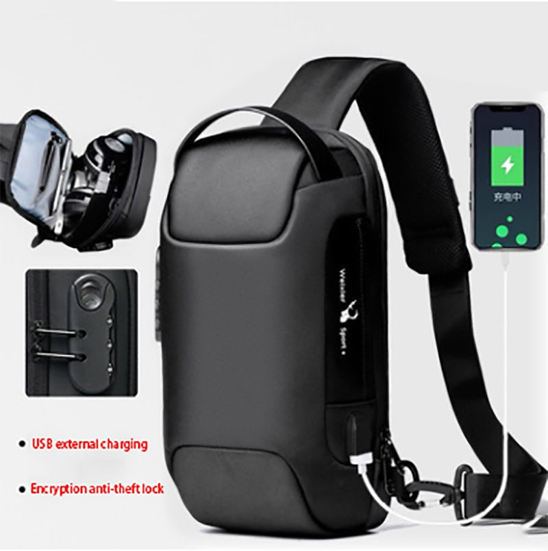 Waterproof USB Anti-theft Bag Men Oxford Crossbody Shoulder Bag Sling Multifunction Short Travel Messenger Chest Pack - Joyscore