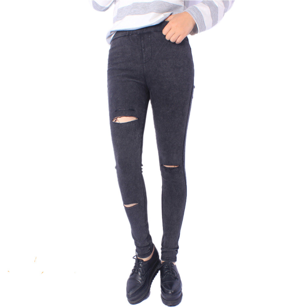 Korean style ripped knee leggings