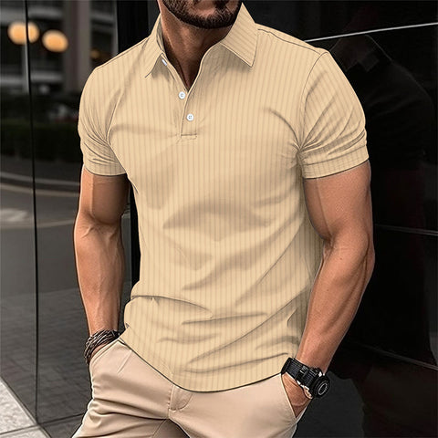 Elastic Vertical Short-sleeved Polo Shirt