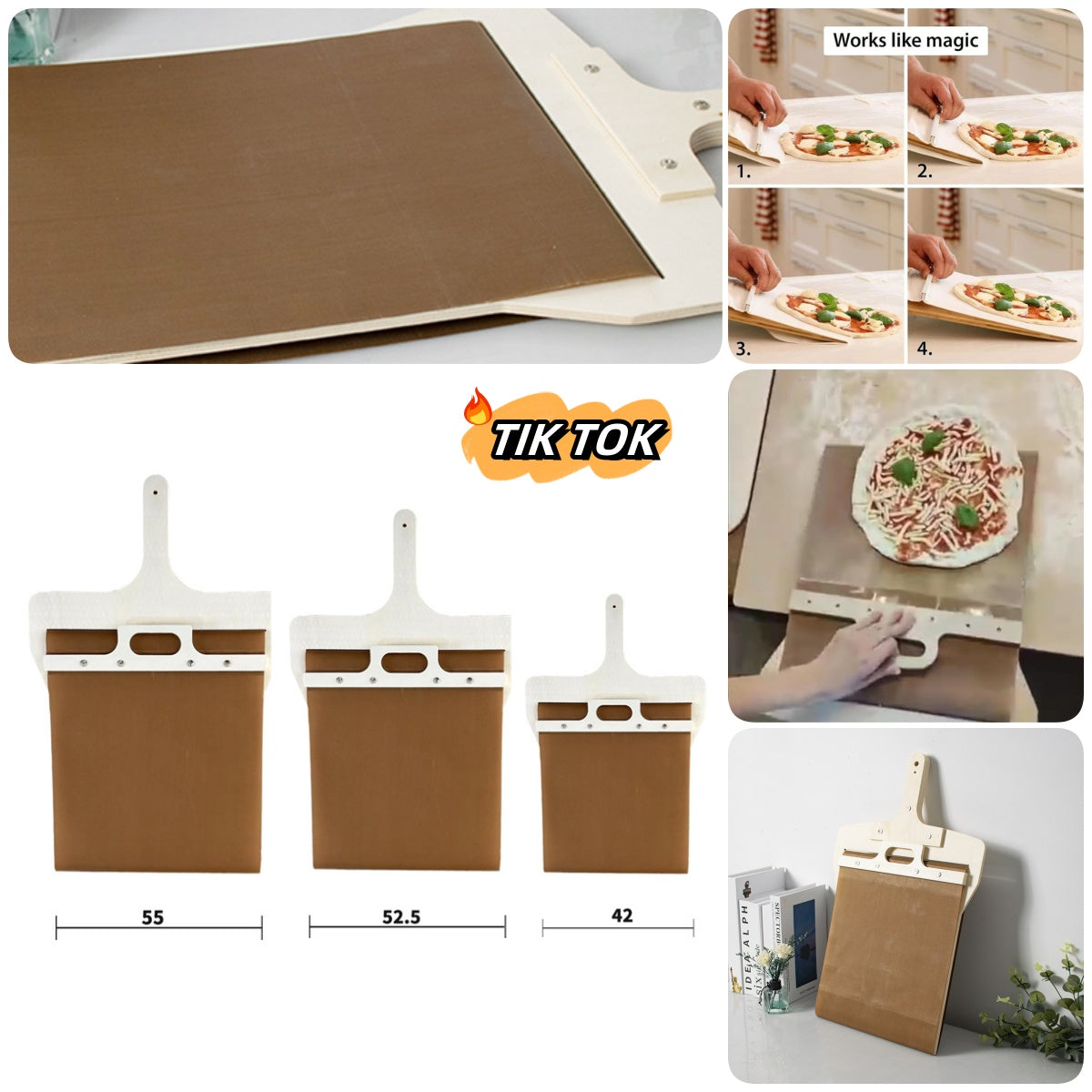 Sliding Pizza Peel Shovel Storage Board Pala Pizza Scorrevole Wooden Handle Transfer Pizza Kitchen Gadgets - Joyscore