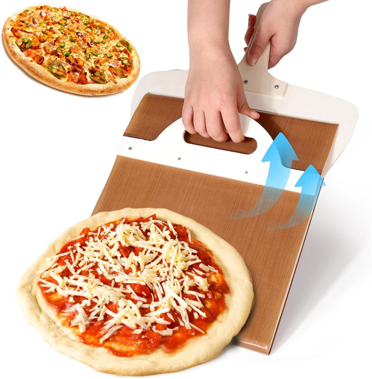 Sliding Pizza Peel Shovel Storage Board Pala Pizza Scorrevole Wooden Handle Transfer Pizza Kitchen Gadgets - Joyscore