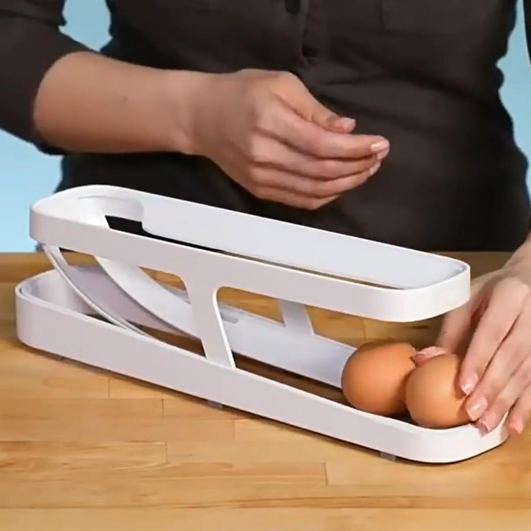 Automatic Scrolling Egg Rack Holder Storage Box Egg Basket Container Organizer Rolldown Refrigerator Egg Dispenser For Kitchen Gadgets - Joyscore