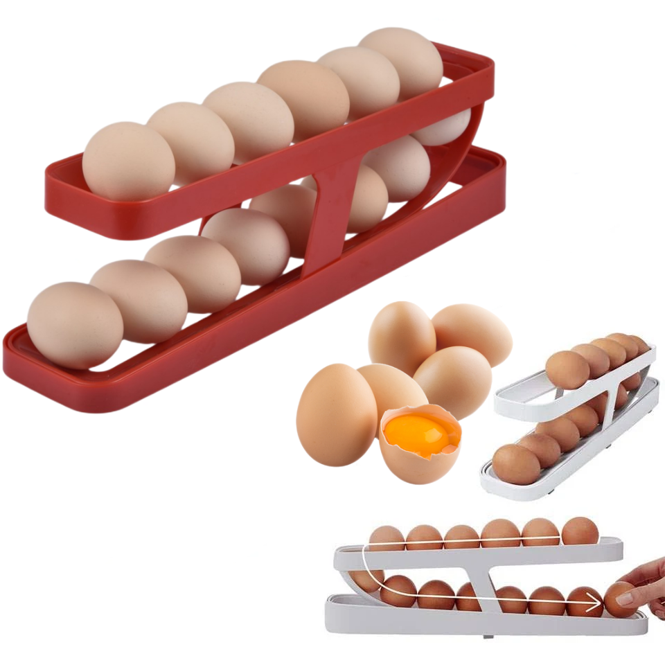 Automatic Scrolling Egg Rack Holder Storage Box Egg Basket Container Organizer Rolldown Refrigerator Egg Dispenser For Kitchen Gadgets - Joyscore