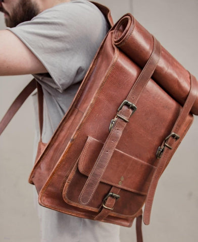 LEATHER ROLLING TRAVELLERS BACKPACK - Joyscore