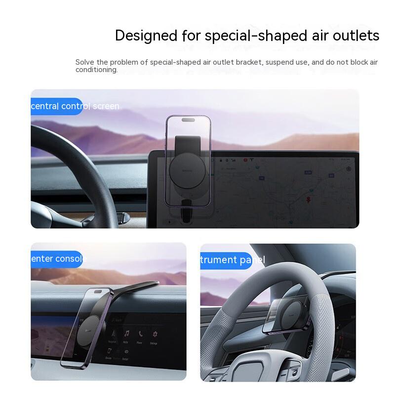 Magnetic Bendable Car Mobile Phone Holder Wireless Charger Phone Holder 15W Car Dash Mount Compatible With Phone - Joyscore