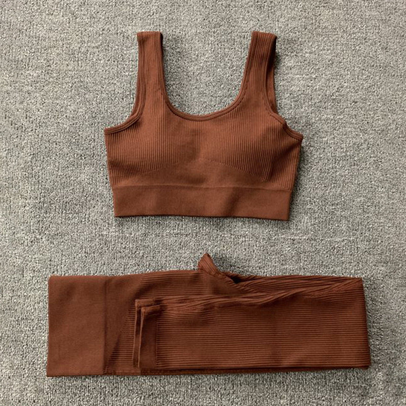 Seamless Yoga Set: Bra & High-Waist Leggings (2pcs) - Joyscore