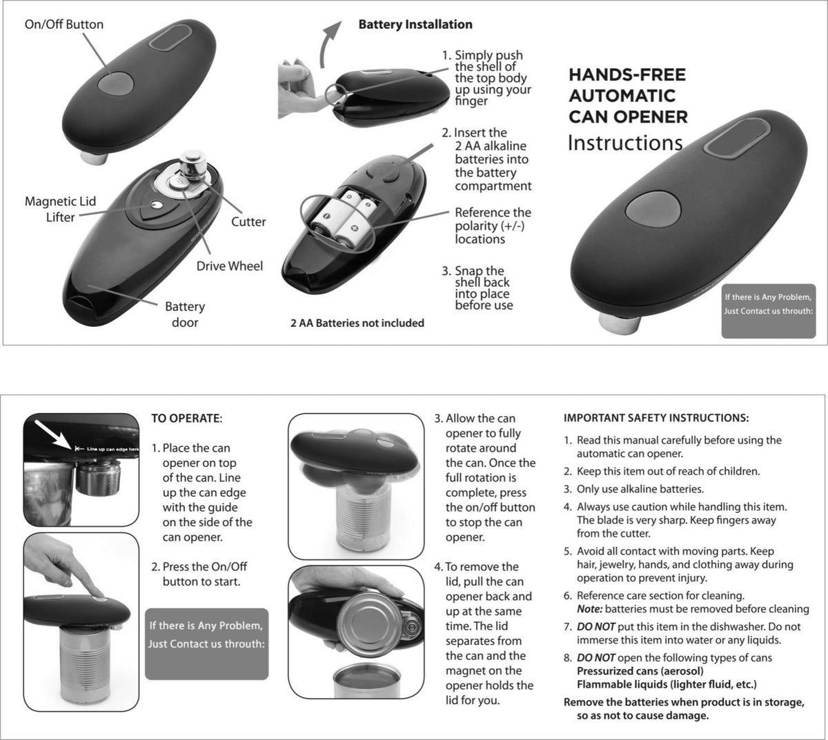 Electric Can Opener Automatic Jar Bottle Can Machine One Touch Portable Kitchen Hand Free Opening Opener Tool Gadgets - Joyscore