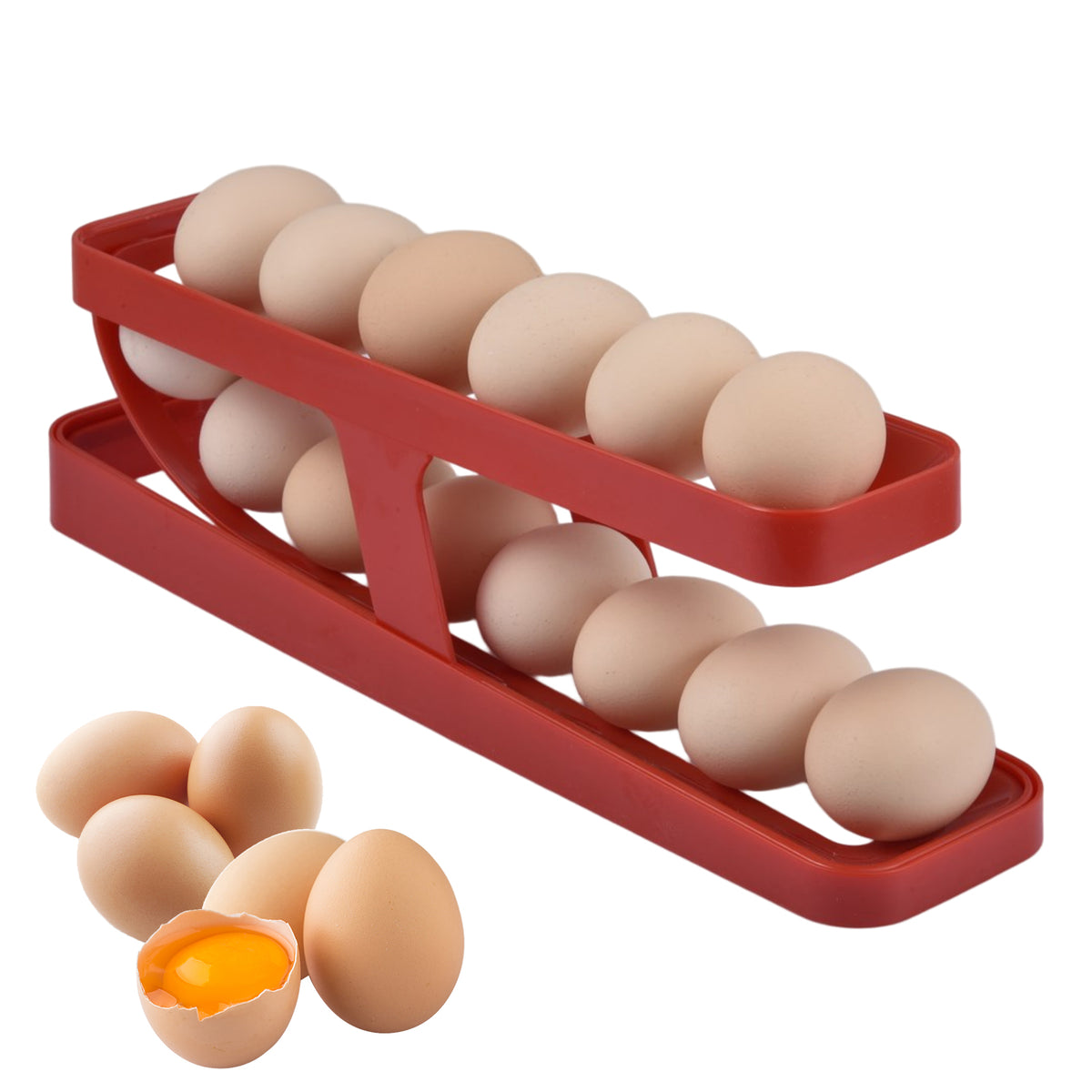 Automatic Scrolling Egg Rack Holder Storage Box Egg Basket Container Organizer Rolldown Refrigerator Egg Dispenser For Kitchen Gadgets - Joyscore