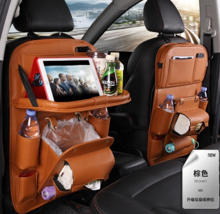 PU Leather Car Storage Bag Multifunction Seat Back Tray Hanging Bag Waterproof Car Organizer Automotive Interior Accessories - Joyscore