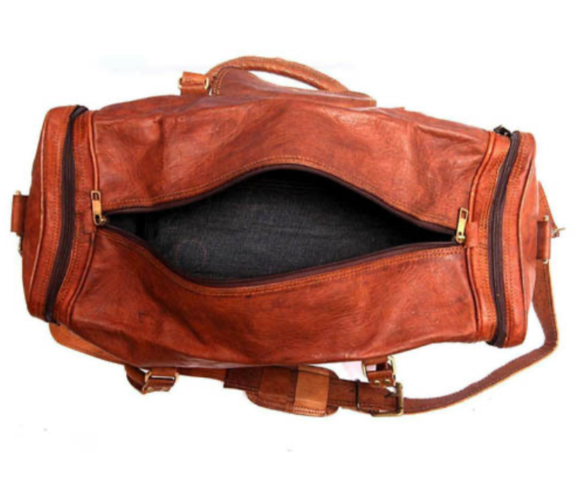 Round Leather Duffle Bag - Joyscore