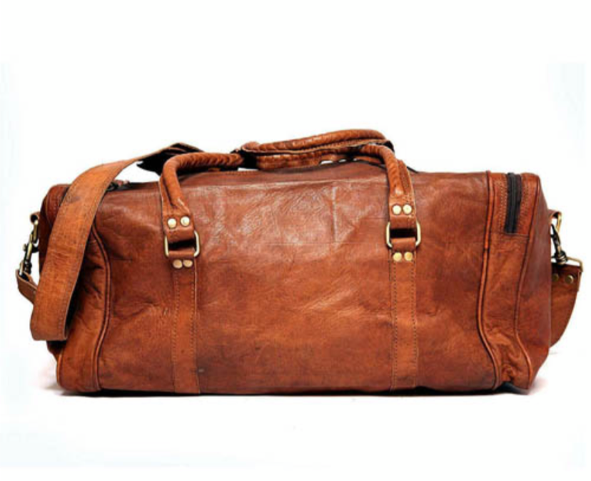 Round Leather Duffle Bag - Joyscore