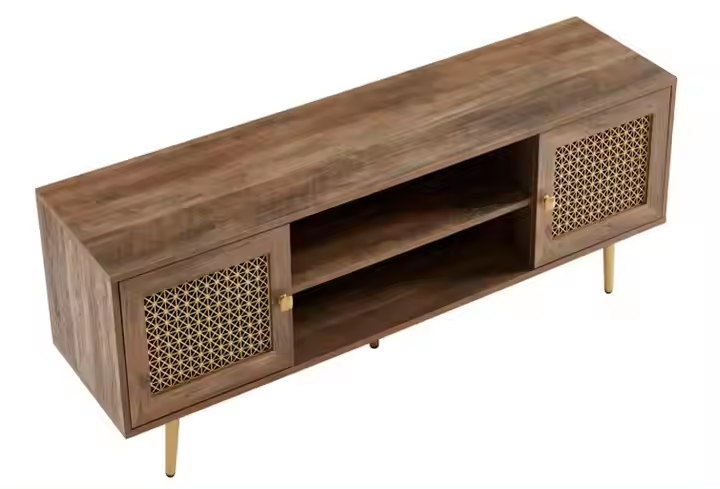 Handmade Natural Cane Tv Console . Wood Natural Finish Indian Furniture Tvc .Tv unit .